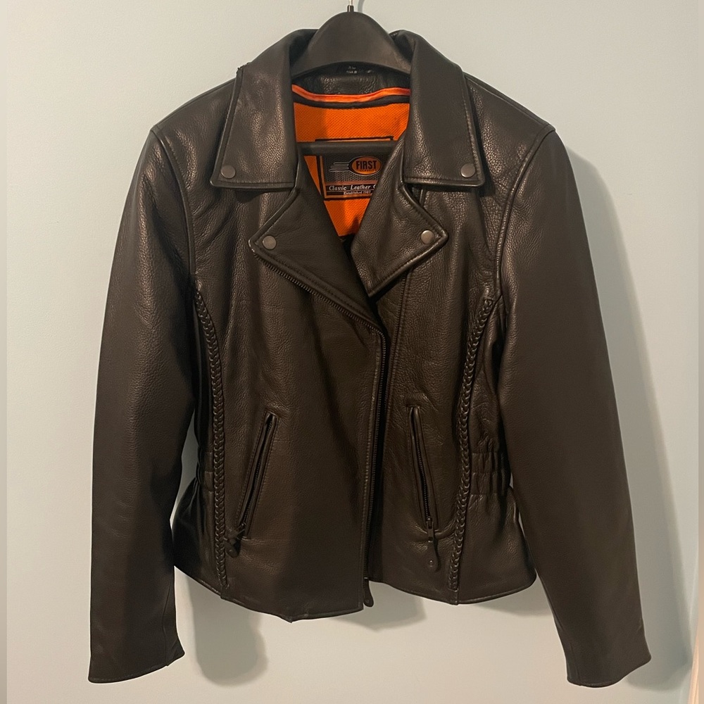 100% Genuine Leather Vintage First Classics Motorcycle Riding Jacket